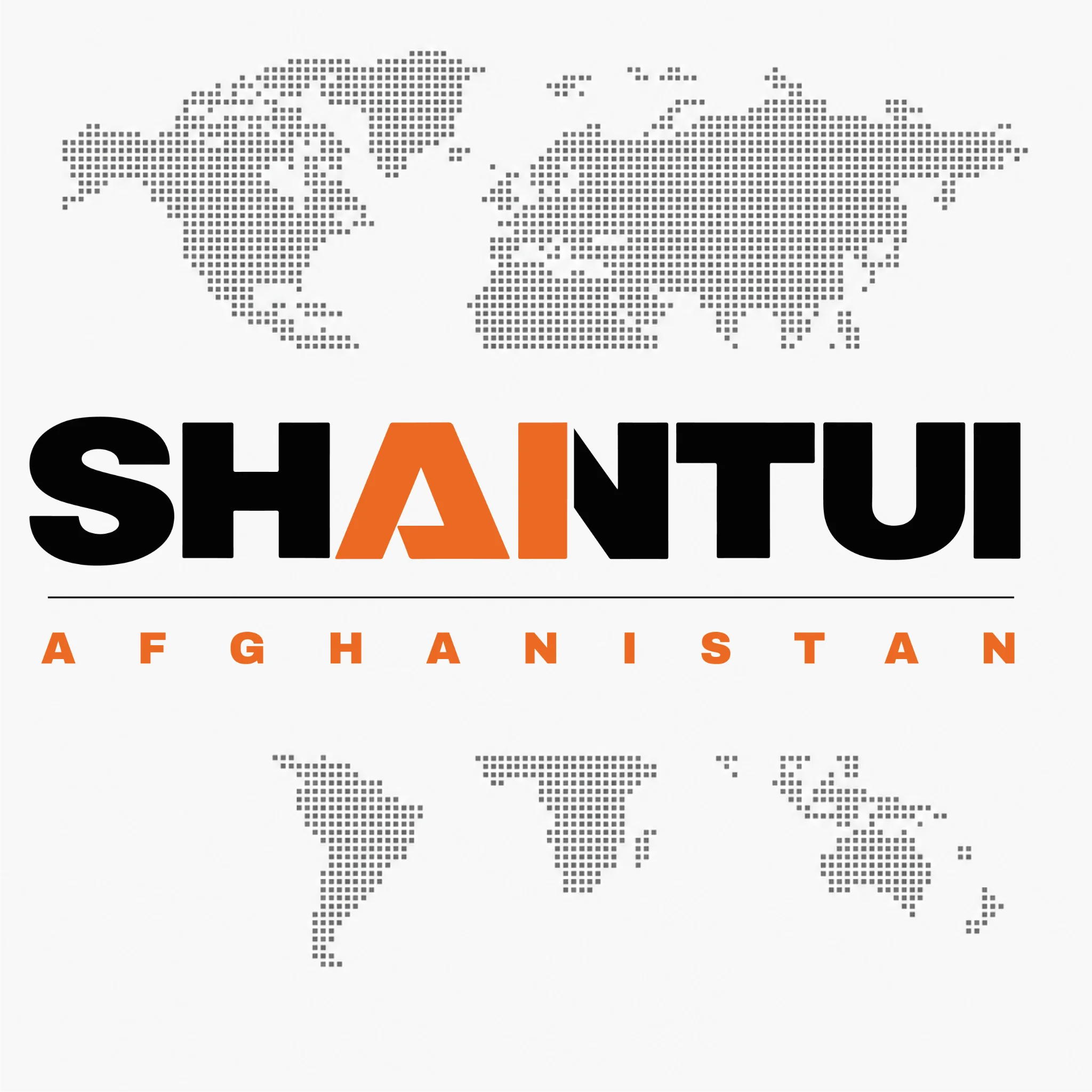 Shantui Afghanistan logo surrounded by a dotted world map